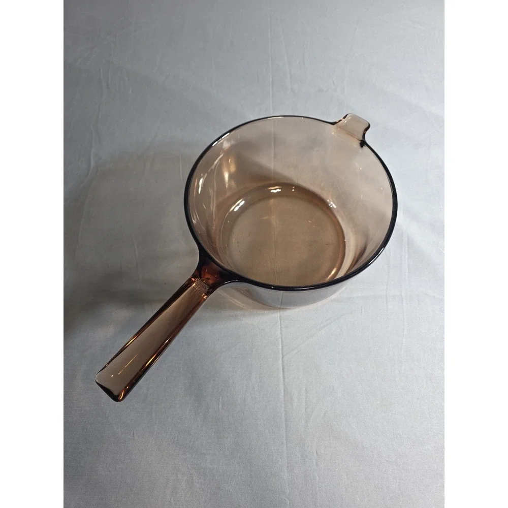 Vision Corning Ware FRANCE 2.5 L Amber Glass Pot Saucepan Vtg Z